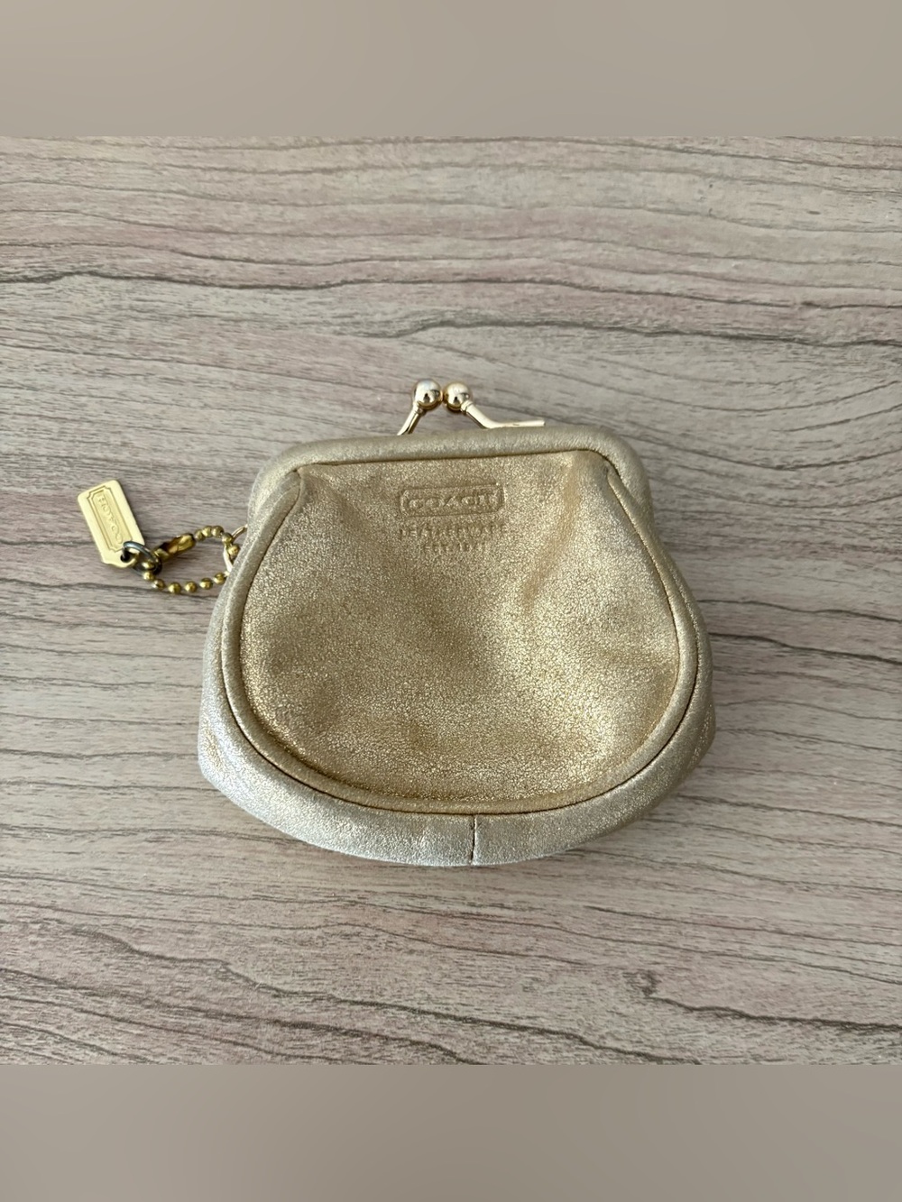 Coach Metallic Gold Coin Pouch with Kiss-Lock